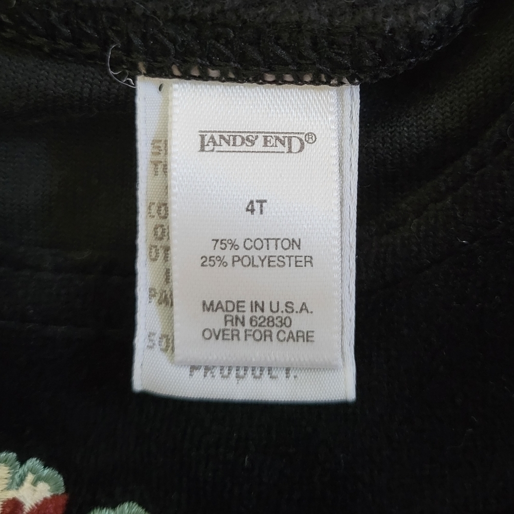 Lands End Black Velvet Embroidered Floral Dress - Picture 4 of 7